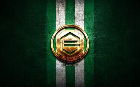 wallpapers fc groningen golden logo eredivisie green metal background football