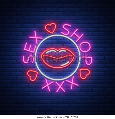sex shop logo emblem neon style stock vector royalty free