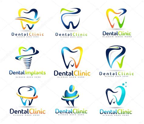 dental dentist logo set stock vector image  ctwindesigner