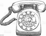 Telephone Rotary Vector Illustration Ink sketch template