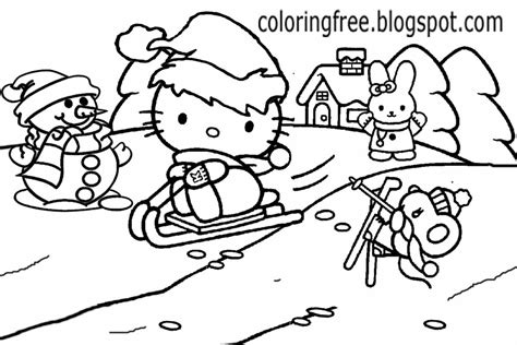 lets coloring book cute  kitty christmas printable girls pretty