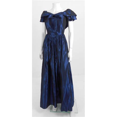 Vintage 1980s Laura Ashley Size 14 Blue Full Length Dress