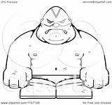 Luchador Clipart Cartoon Outlined Coloring Vector Thoman Cory Royalty sketch template