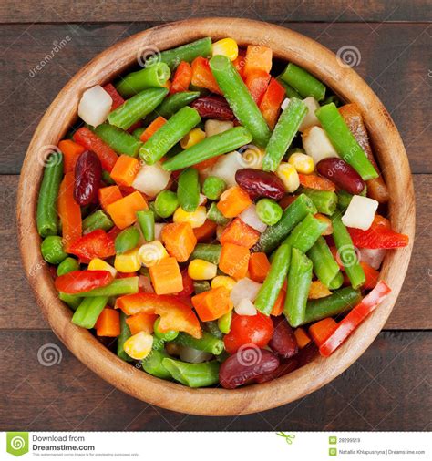 mixed vegetables in wooden bowl stock image image of