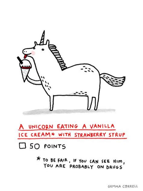 unicorn eating  vanilla ice cream  strawberry syrup  shown