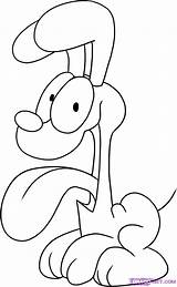 Draw Garfield Cartoon Odie Coloring Pages Dog Characters Drawing Step Easy Clipart Drawings Outline Line Tutorial Guide Dragoart Library Clip sketch template