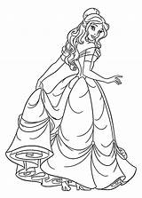 Princess Coloring Pages Kids Belle sketch template