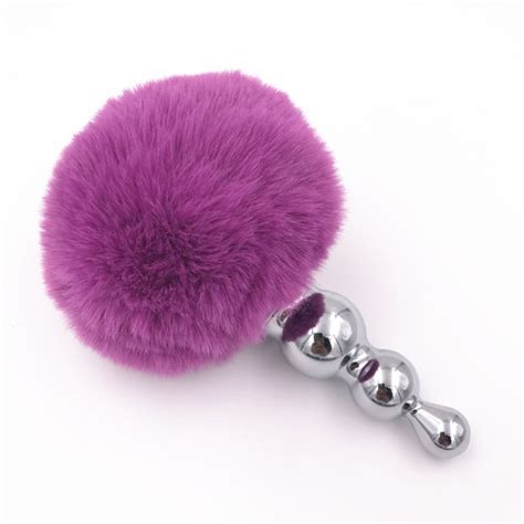 Anal Plug Purple Rabbit Girl Tail Role Smooth Stainless Steel Anus