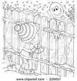 Coloring Clipart Outline Boy Through Fence Peeking Balloon Illustration Royalty Bannykh Alex Rf Peek sketch template