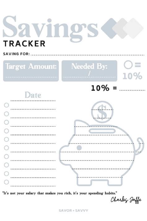 savings tracker printable  savor savvy