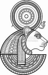 Sekhmet Vector Clipart Egyptian Goddess Tattoo Deity Cat Drawing Egypt Ancient Illustrations Drawings God Deuses Egito Tut King Arte Escolha sketch template