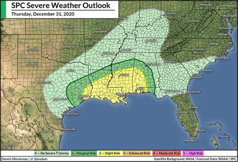 severe thunderstorms are possible in the southeast on new year s eve