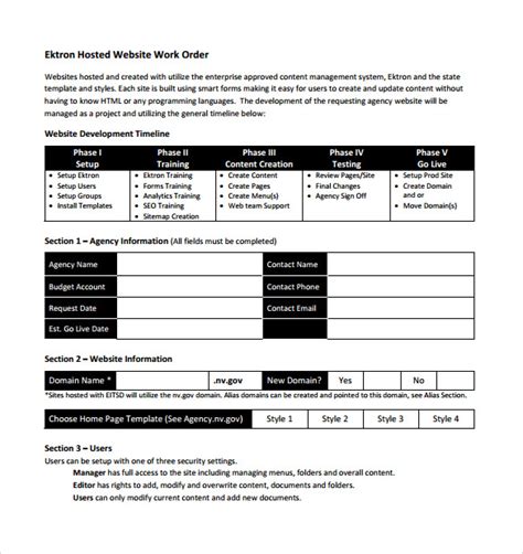 work order samples  word excel apple pages sample templates