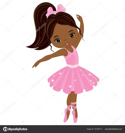 vector cute little african american ballerina dancing — stock vector © marlenes9 161454172