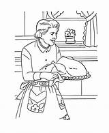 Coloring Pages Thanksgiving Cooking Dinner Feast Grandmother Printables Sheets Holiday Mom Family Food Bible Colouring Printable Turkey Kids Print Traditional sketch template