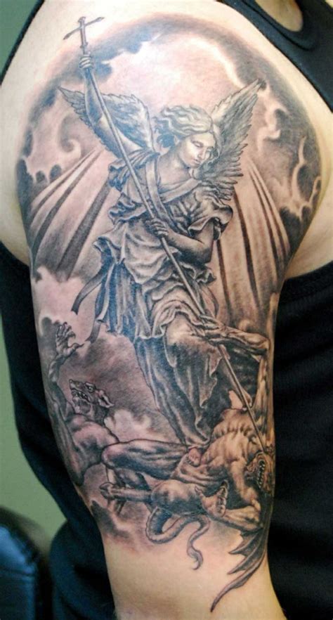 black  white religious tattoo