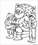 Santa Kids Christmas Pages Coloring Color Printable Coloringpagesonly sketch template