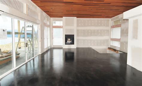 mode concrete black acid stained modern concrete floor created