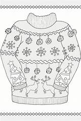 Coloring Pages Sweater Ugly Christmas Holiday Colouring Sweaters Template Sheet Adult Book Sheets Color Haven Creative Dover Printable Publications Doverpublications sketch template