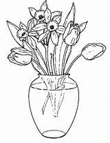 Flowers Drawing Flower Vase Drawings Vases Glass Coloring Clear Line Colour Pages Easy Beautiful Girl Old Draw Green Getdrawings Choose sketch template