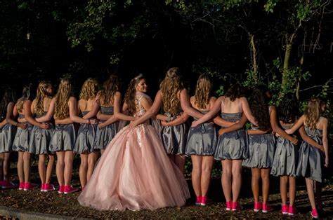 quinceanera court  honor quince photography ideas dress pink silver dresses photoshoor sweet