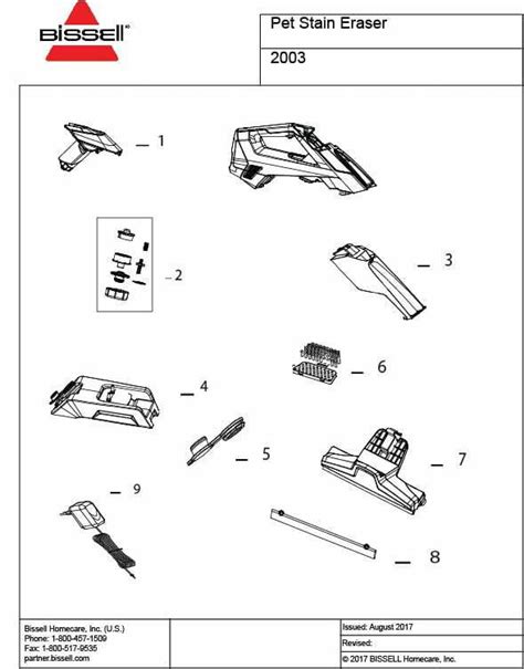 schematic parts book  bissell model  pet stain eraser vacuumsrus