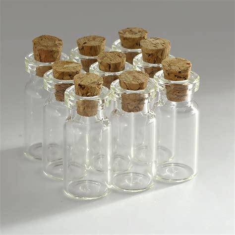pcs ml empty sample vials clear glass bottles  corks jars small bottle ebay