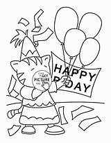 Birthday Coloring Pages Happy Wuppsy Kids Cards Printable Cat Card sketch template