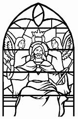 Christ King Coloring Stained Glass Jesus Book Activity Color Pages Kids Children Clipart Print Baptism Church Catholic Psalm Baby Bible sketch template