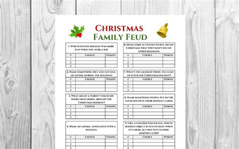 printable christmas family feud questions  answers