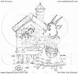Waving Goat Outline Coloring Mom Illustration Their Kids Royalty Clip Bannykh Alex Clipart sketch template