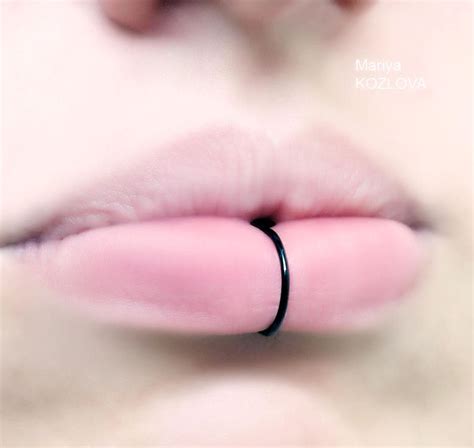 20g 9mm No Piercing Black Lip Ring 10mm 11mm Fake Lip Etsy