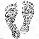 Footstep Footprint Beine Fuß Verschiedenen Blüten Präsenz Kleinen Stil Menschliche Schritt Barefoot sketch template