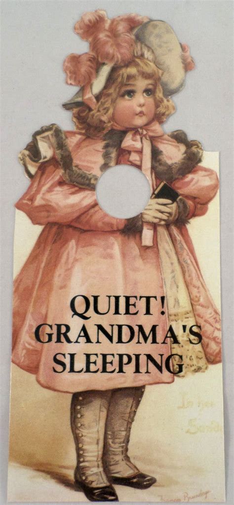 door knob note hanger victorian  girl card quiet grandmas sleeping shhhhh