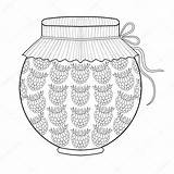 Barattolo Marmellata Zentangle Stilizzato Schizzo Confettura Vaso Inceppamento sketch template