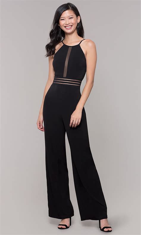 black semi formal holiday party jumpsuit promgirl