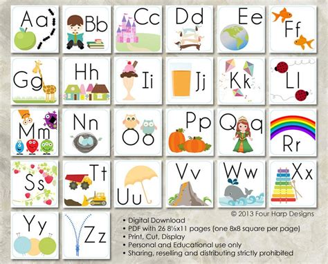 alphabet wall cards diy printable  preschool early