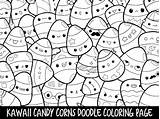 Coloring Doodle Candy Cute Kawaii Printable Corns Kids Adults Instant sketch template