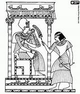 Throne Pharaoh Coloring Seated Egypt Tutankhamun Pages Visit Colour Servant Side His sketch template
