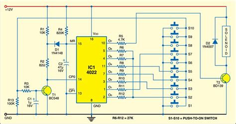 electronic combination lock detailed circuit diagram