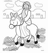 Jesus Coloring Easter Sunday School Donkey Palm Riding Bible Pages Jerusalem Entry Into Crafts Colouring Kids Craft Story Preschool Rides sketch template