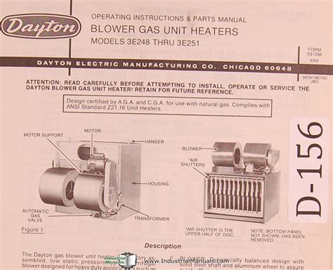 dayton blower gas unit heaters model    operation parts manual ebay