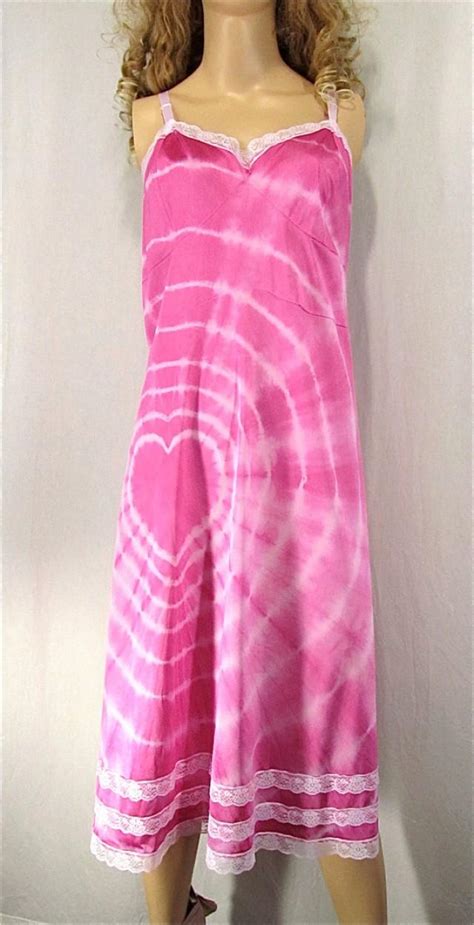 Tie Dye Slip Dress 50 Plus Size Lingerie Upcycled Nightgown Hand Dyed