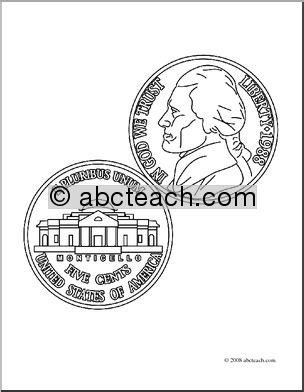 clip art nickel coloring page preview  social skills curriculum
