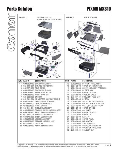 canon pixma mx parts catalog