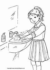Colouring Hands Wash School Coloring Pages Washing Girl Hand Daisy Activityvillage Purple Sheet Color Petal Sheets Main Myself Others Worksheet sketch template