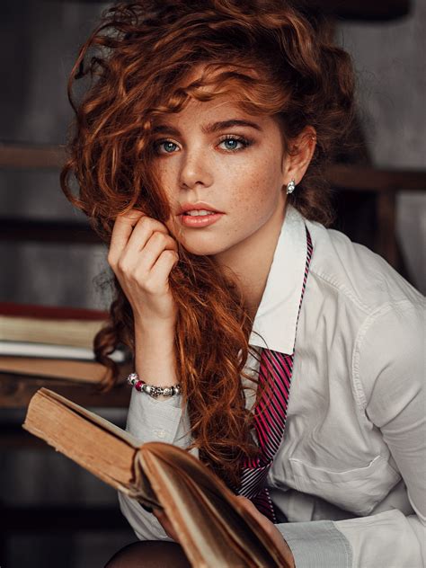 wallpaper evgeny freyer redhead portrait women model books