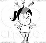 Question Confused Marks Clipart Cartoon Coloring Haired Shrugging Under Girl Thoman Cory Outlined Vector 2021 sketch template