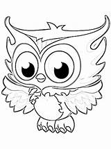 Owl Coloring Pages Bird Cartoon Cute Colouring Nocturnal Arts Clip Owls sketch template