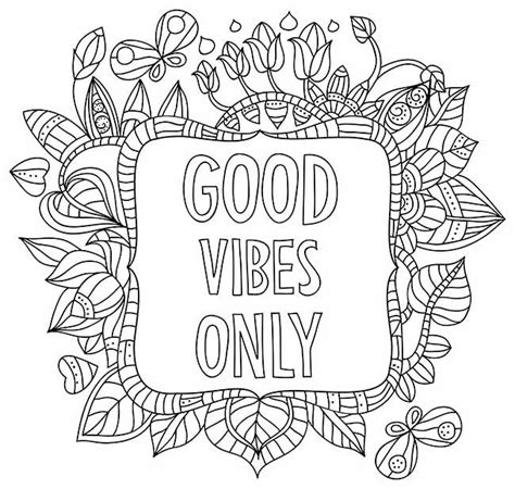 good vibes  coloring page words quote coloring pages words